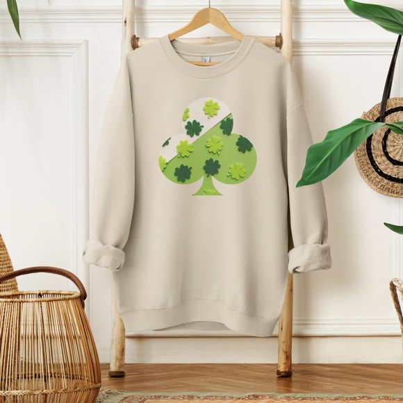 Sand Sweatshirt for Saint Patrick's Day Green Shamrock Lucky Clover - Picture 5 of 5